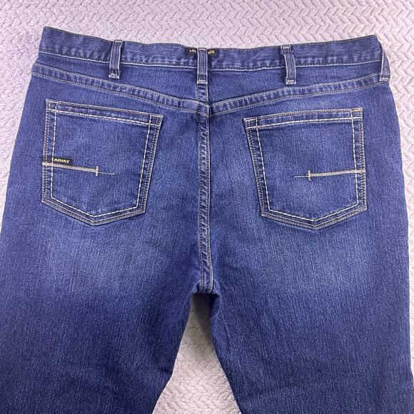 Ariat Rebar Jeans Mens 40x32 M4 Relaxed Boot Cut Blue Cotton Denim Pants Work - Picture 8 of 16
